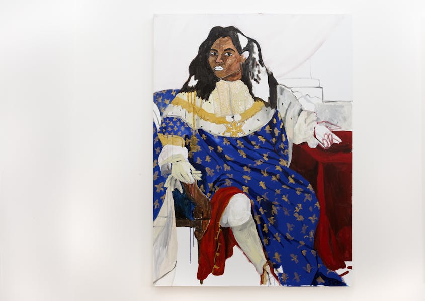 Shirley Villavicencio Pizango, Uneasy Lies the Head that Wear a Crown, 2020. Acrylic on canvas, 165 x 120 cm. Photo Laure Cottin Stefanelli & Manuel Wetscher