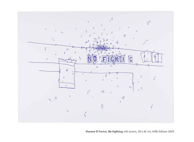 Hanane El Farissi, No Fighting, silk screen, 30 x 42 cm, HISK Edition 2020