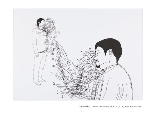 Che-Yu Hsu, Salute, silk screen, 29,8 x 41,7 cm, HISK Edition 2020