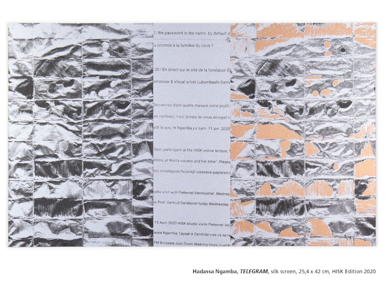 Hadassa Ngamba, TELEGRAM, silk screen, 25,4 x 42 cm, HISK Edition 2020